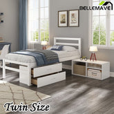 Bellemave® Wood Platform Bed with Removable Storage Shelves, Built - in Two Storage Drawers - Bellemave